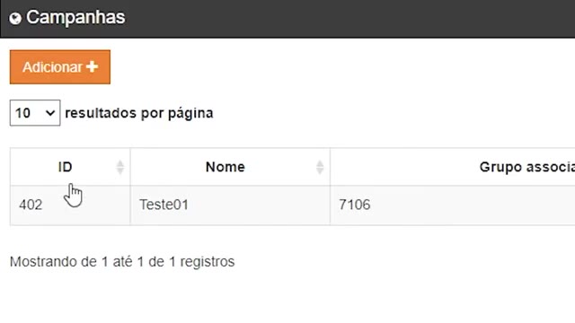 Lista de campanhas do discador