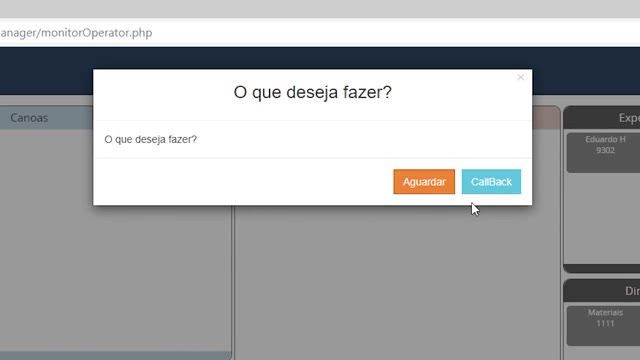 Diálogo de espera ou callback